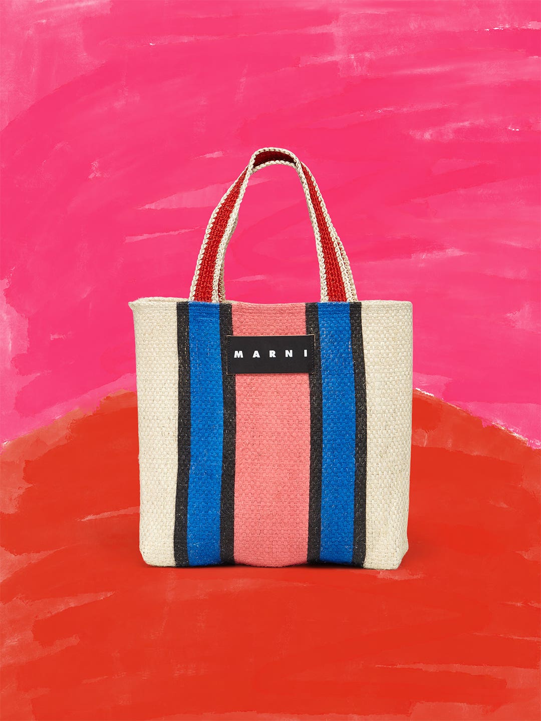 blue and pink shopping tote Marni