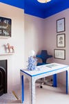 pink and cobalt blue office