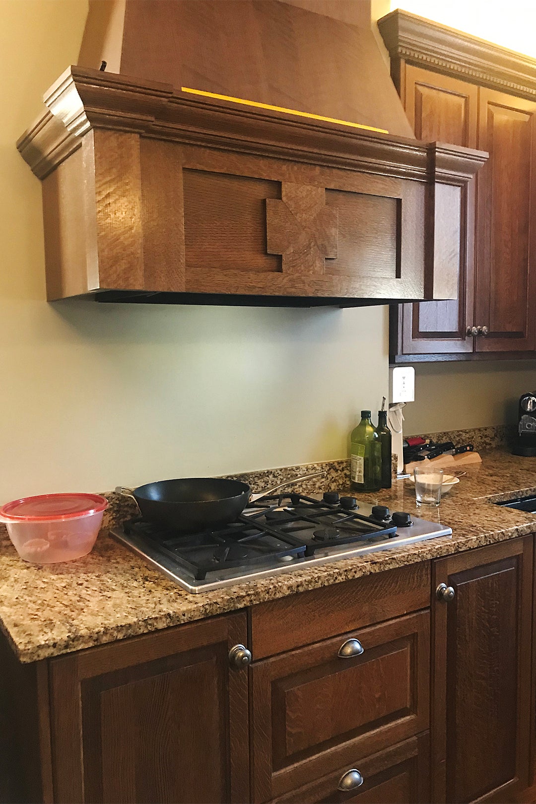 Before - kitchen with brown cabinets