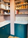 pink pantry with organized shelving