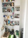 old white disorganized pantry
