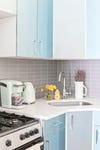 blue ombre kitchen cabinets
