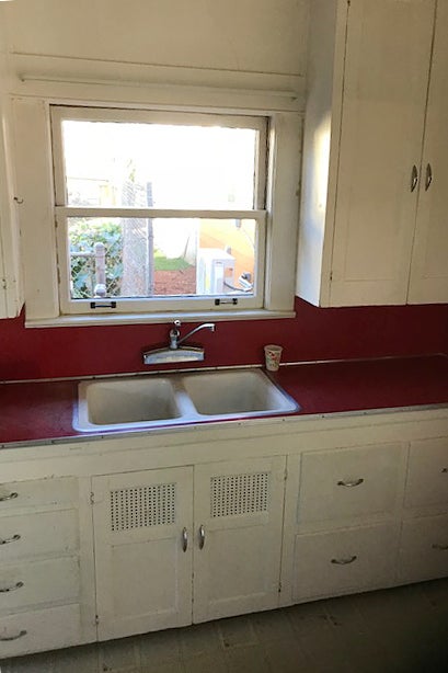 Red Formica countertops