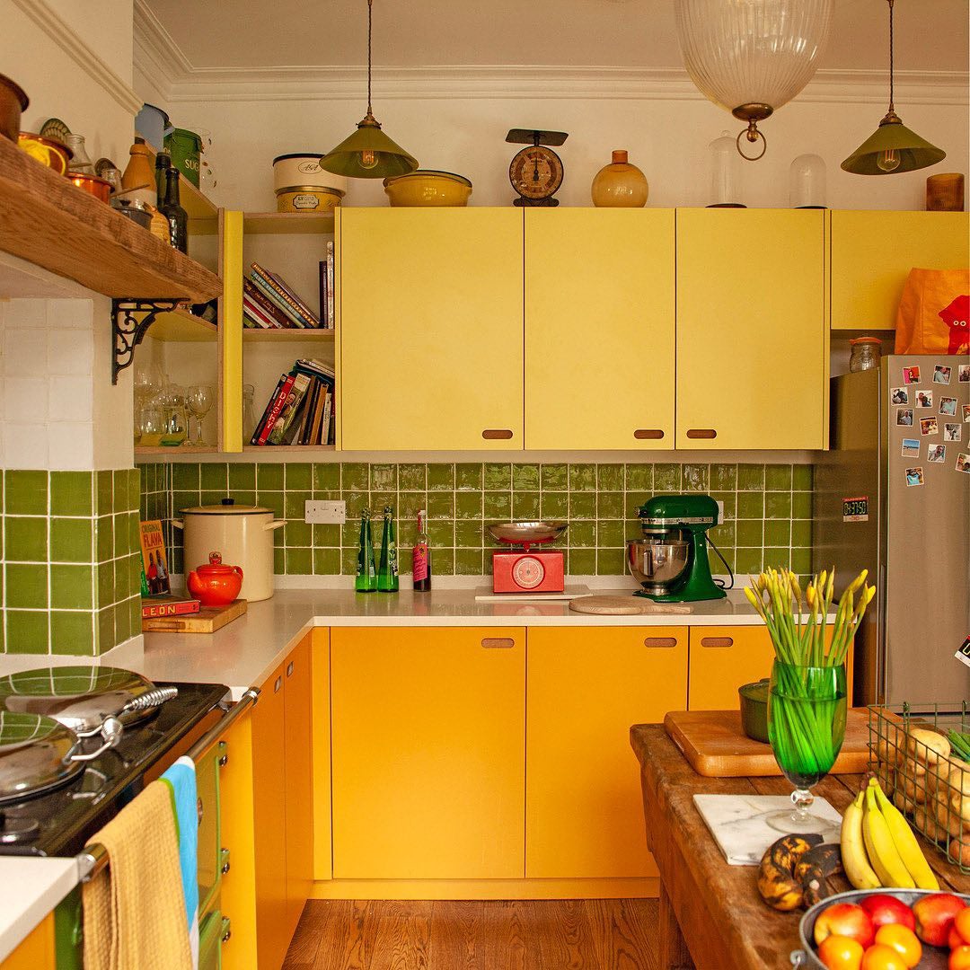 Green and yellow kitchen