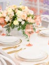 Tablescape with peach glasses