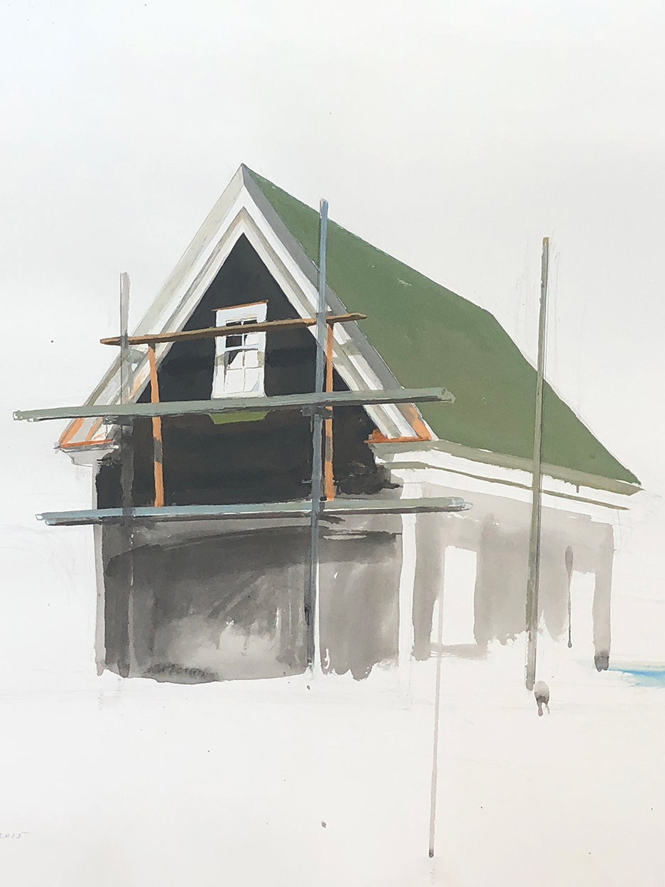 painting of a studio under construction
