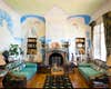 jean Cocteau villa with hand painted murals in living room