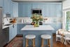 French blue kitchen with island