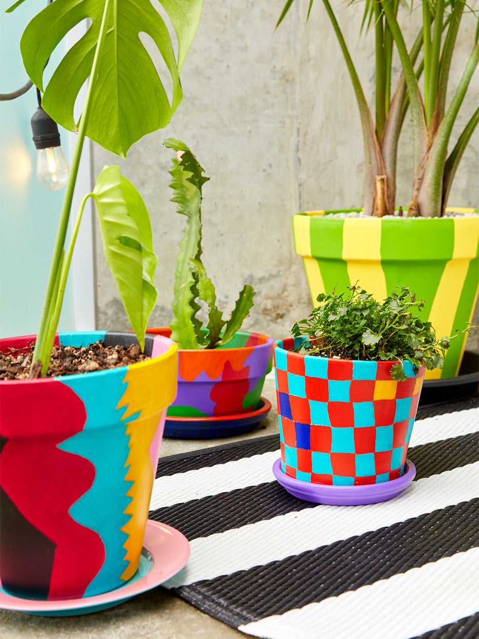 Colorful painted planters