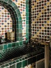 green tile morroccan bathroom