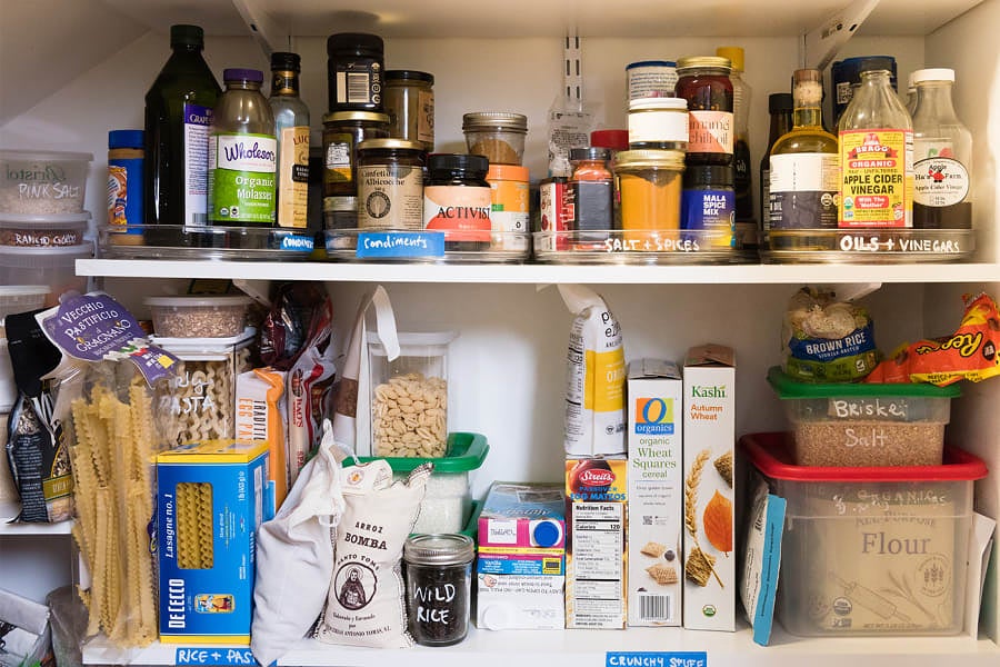 Pantry with labeled containers