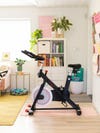Colorful room with stationary bike