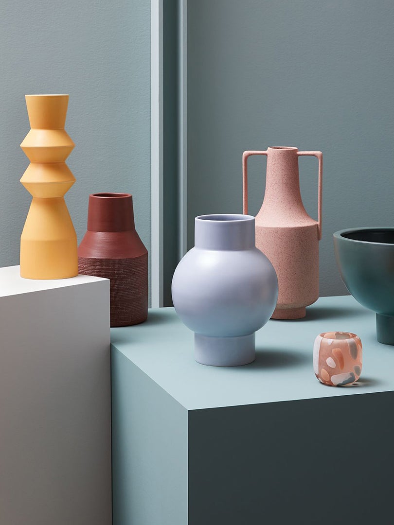 colorful sculptural vases
