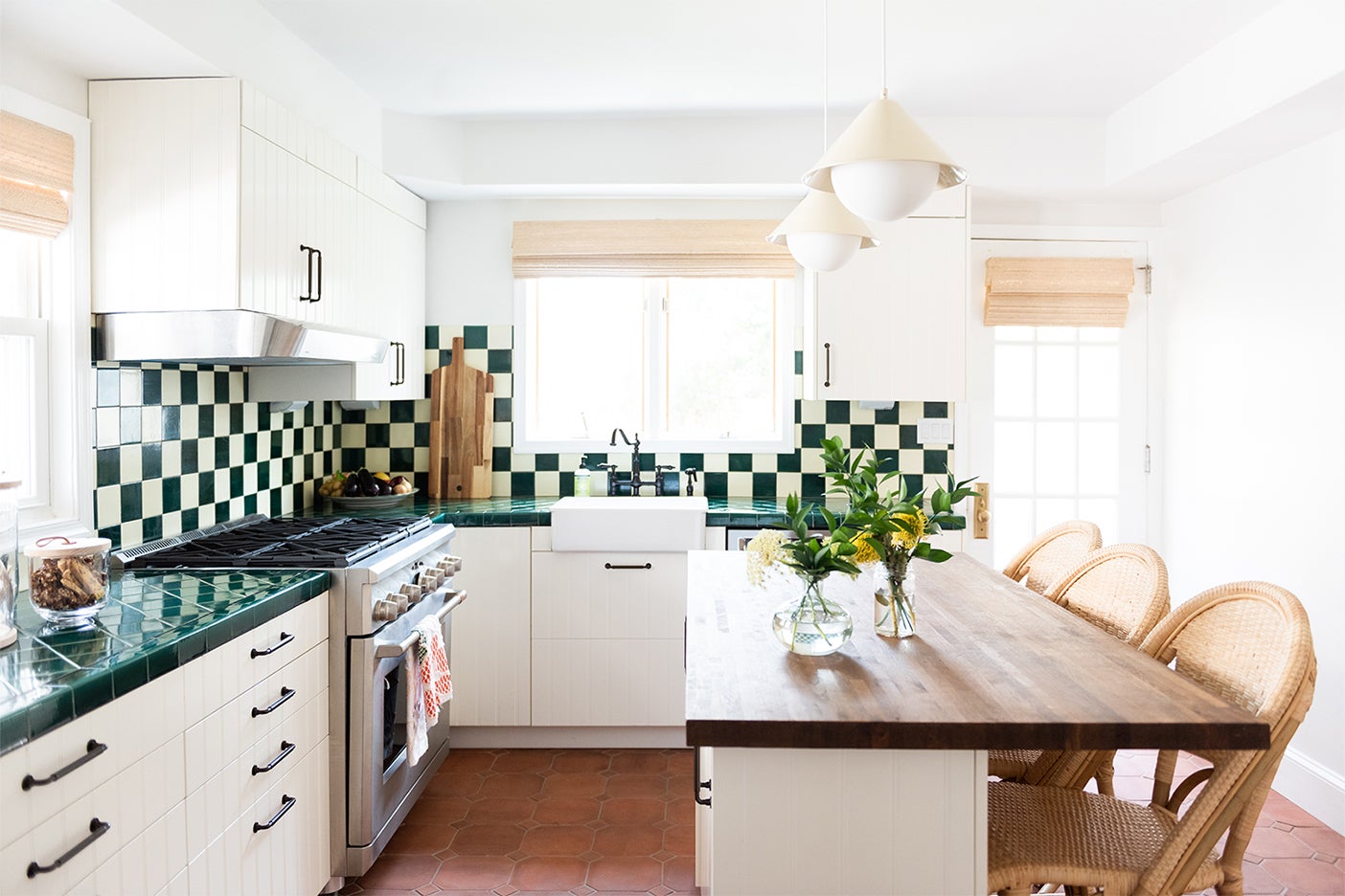 Kitchen with checkerboard tile