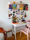 Desk with floating bookshelf