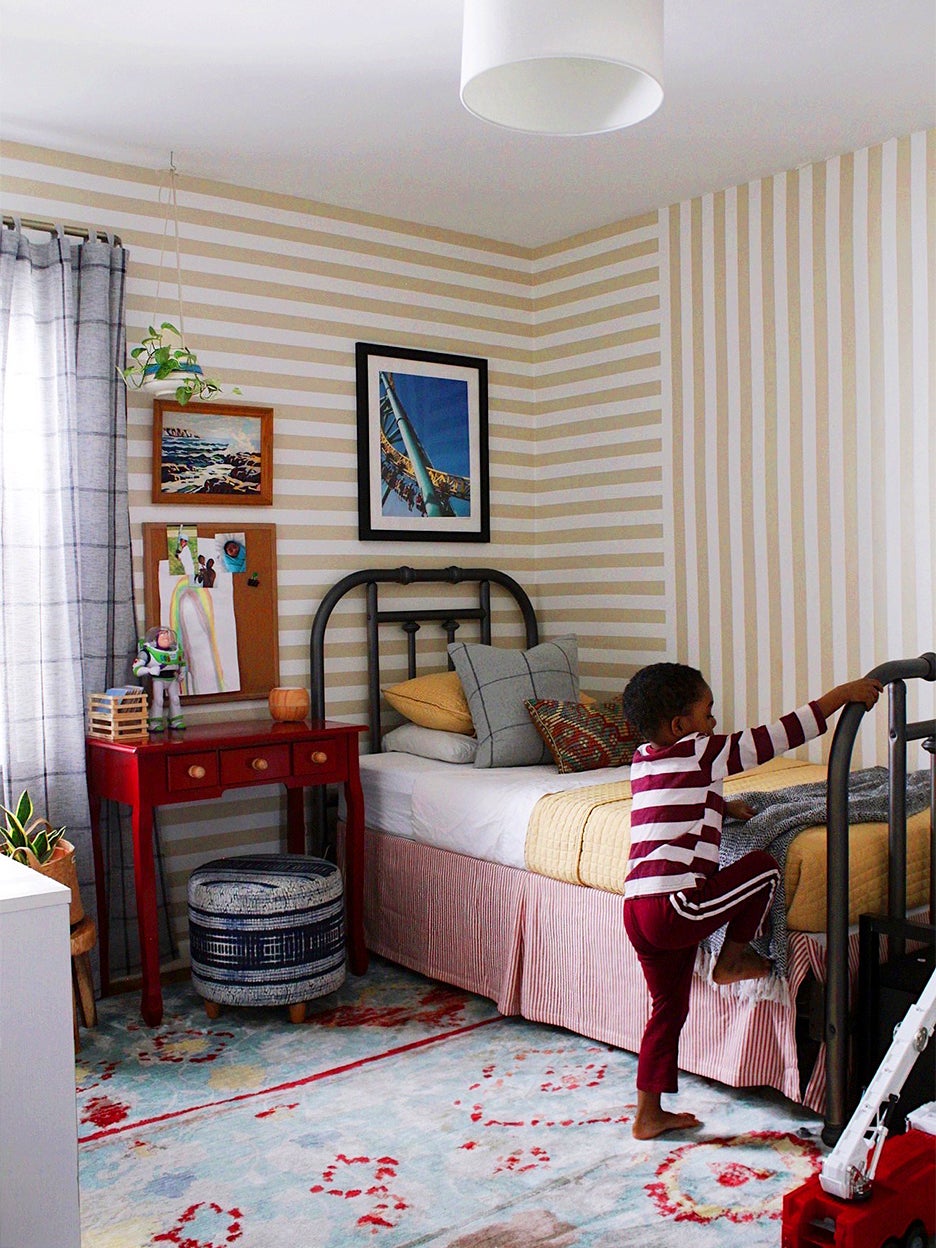 Kids room with striped wall