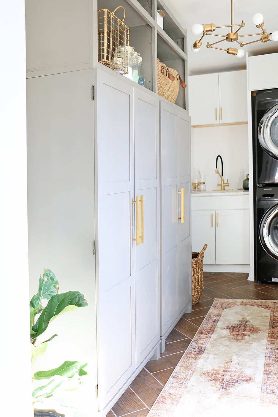 breezy gray laundry cabinets