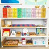 Colorful low bookshelf for kids