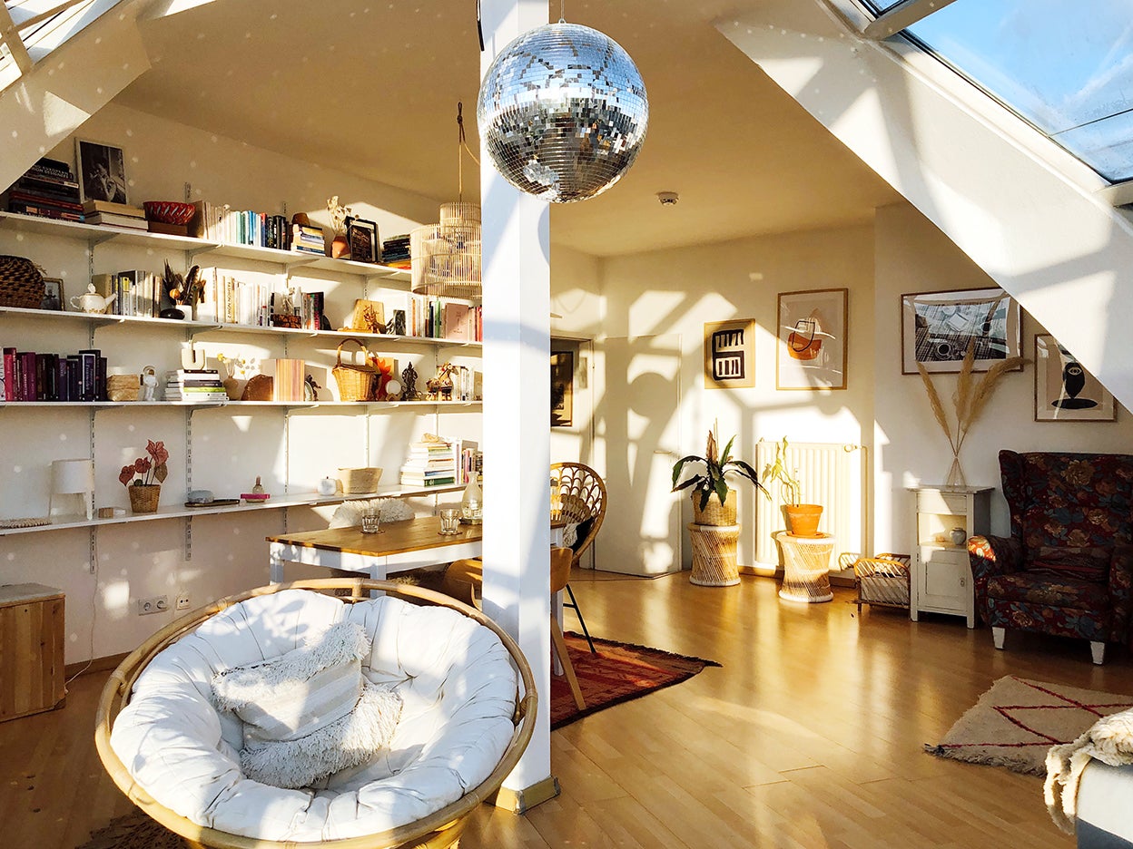 Living room with disco ball