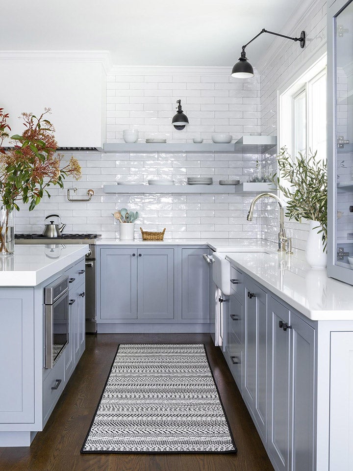 grey blue kitchen cabinets