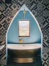 pointed arch with a gold tub