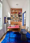 Blue rug in home office