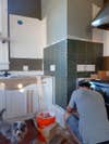 Liz Karamul kitchen during tiling
