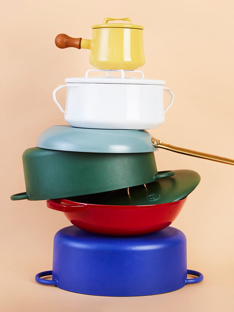 colorful pots and pans