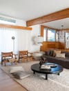 mid-century wood living room