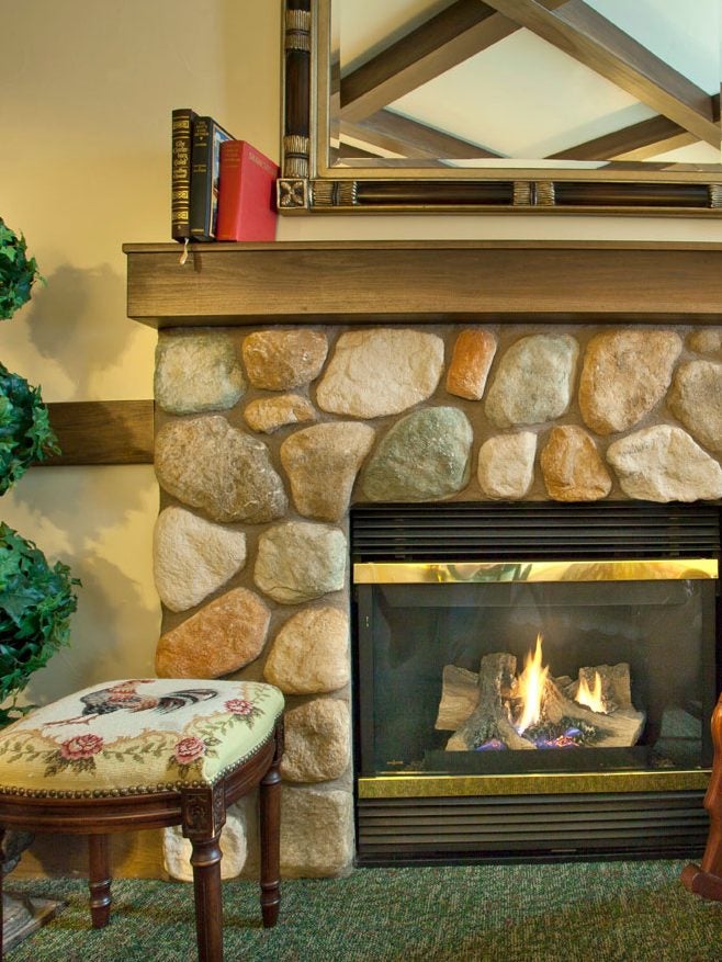 old stone fireplace