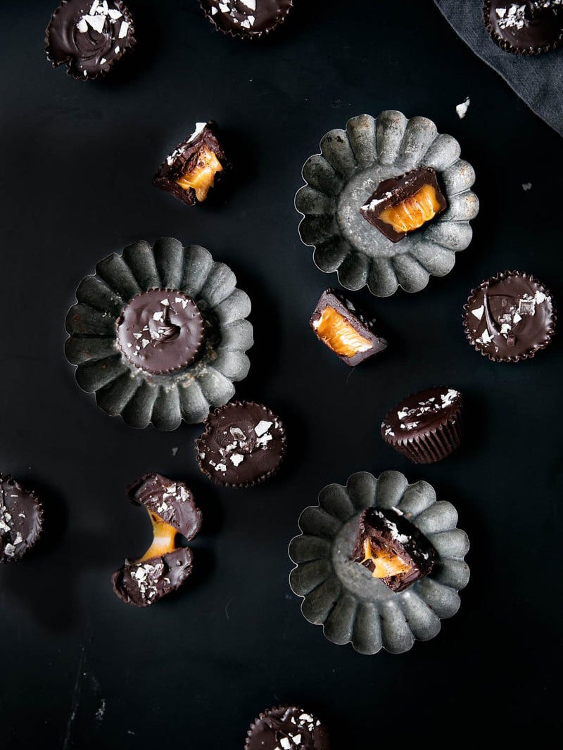 chocolate cups filled with caramel