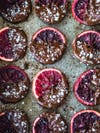 blood oranges covered with chocolate