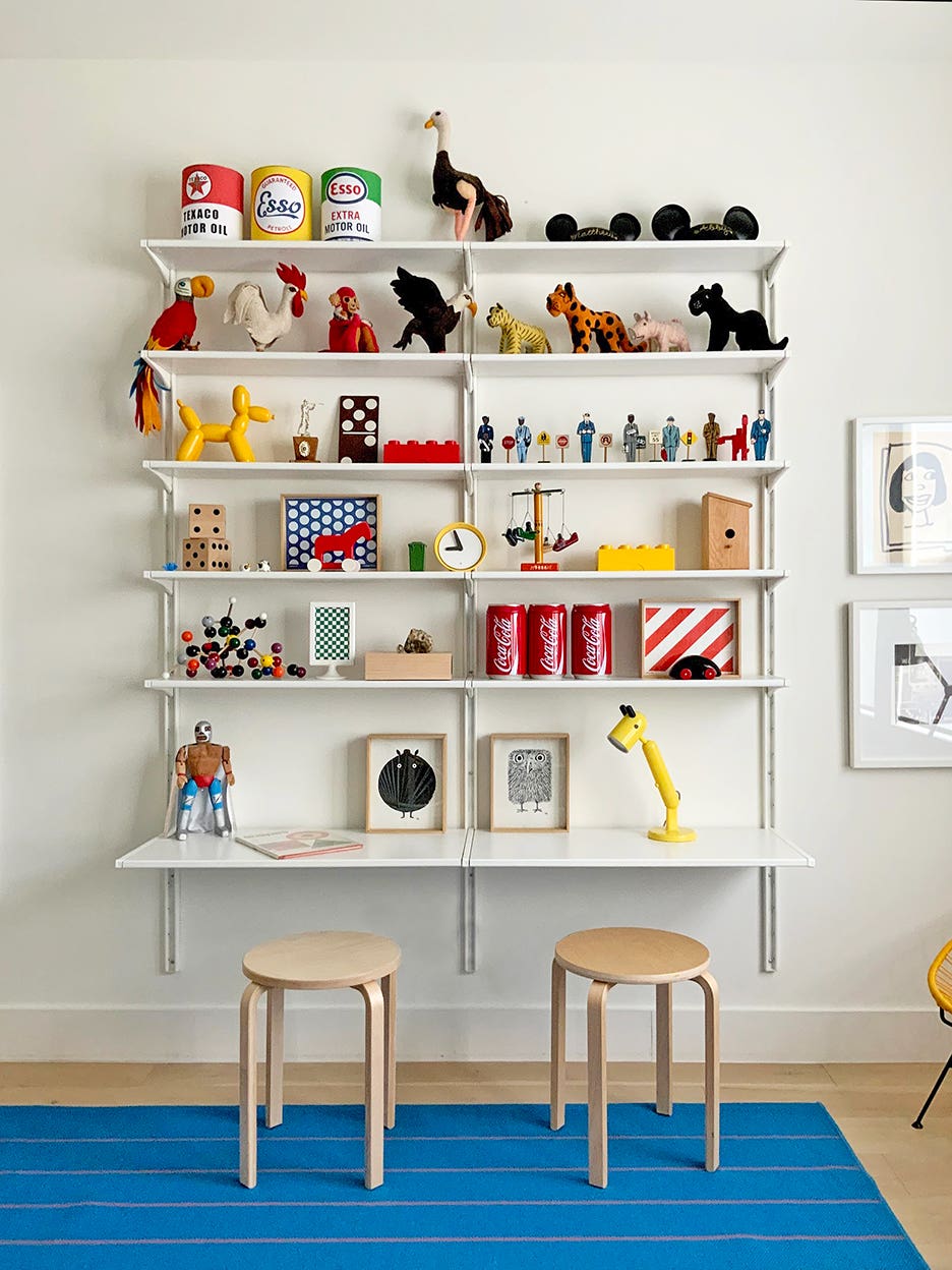 Shelves filled with kids toys
