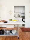 Tiny kitchen in Brooklyn brownstone apartment