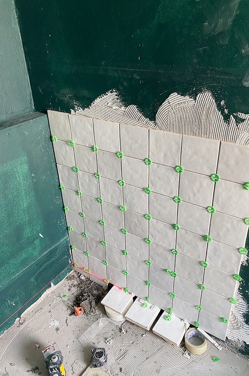 tile being installed
