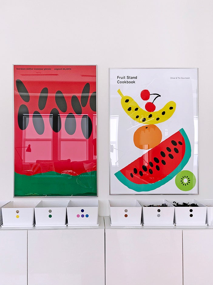 Fruit posters in playroom