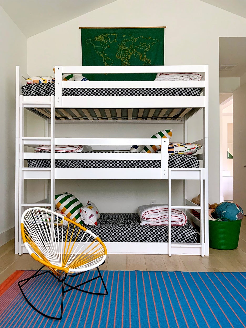 Triple bunk bed in kids room