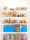 Kids bookcase with wooden toys