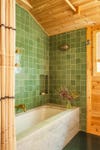 green tile shower