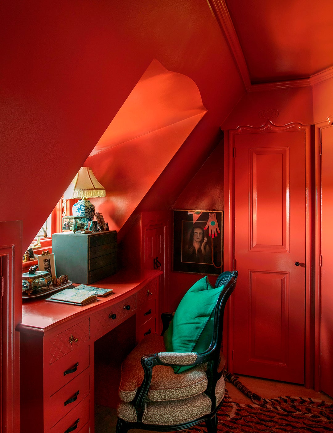 red lacquered office