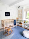 Nursery with paint tape DIYed walls