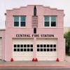 Pink fire station in Marfa, Texas
