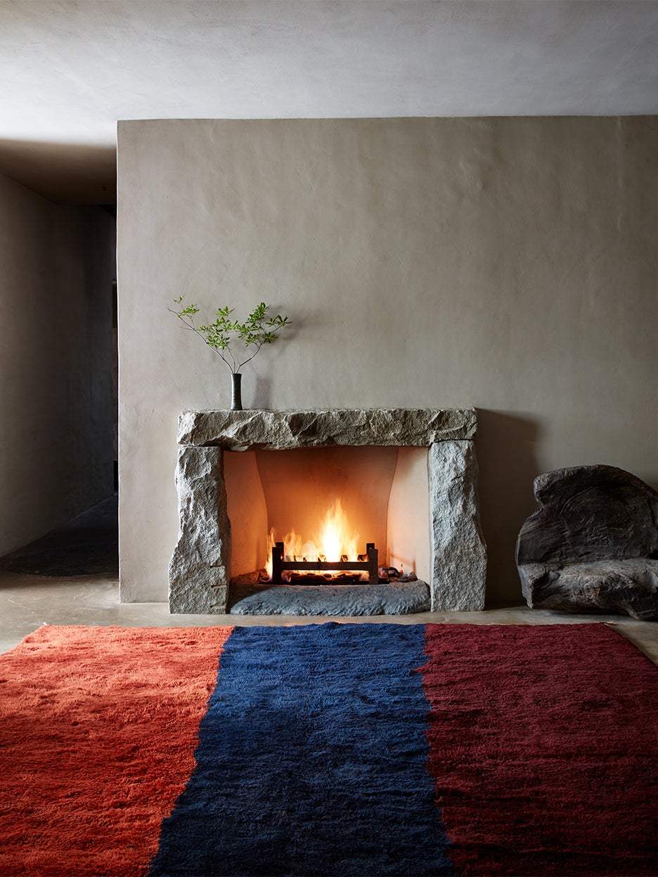 Fireplace and rugs