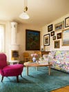 Josef Frank print sofa in living room