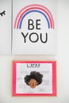 Be You poster and L'Afro drawing
