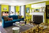 yellow living room with tiger prints
