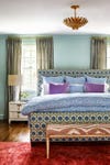 cozy bedroom with upholstered headboard