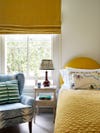 yellow and white bedroom
