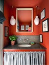 saturated red bathroom