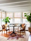 Sunroom with bamboo blinds